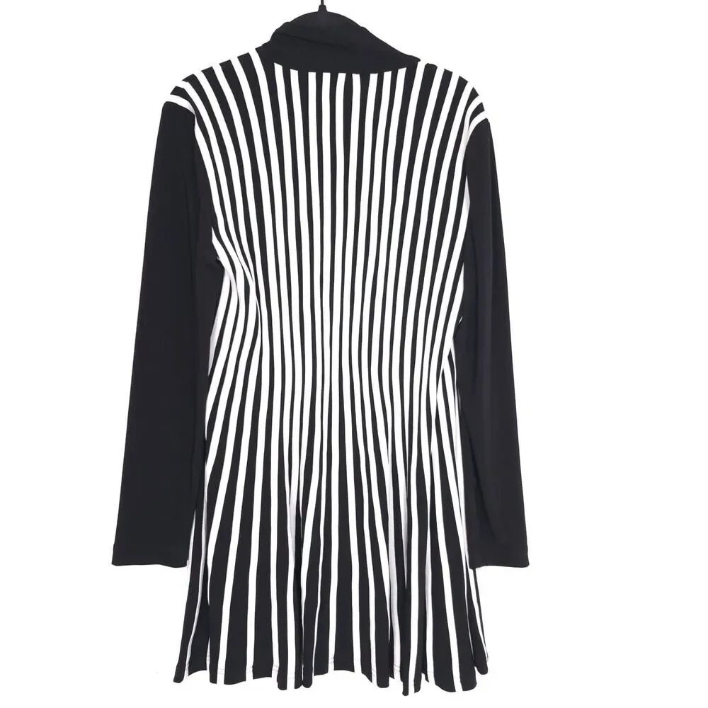Joseph Ribkoff Women’s Size 8 Cover Up Jacket Black White Long Open Cardigan - Picture 7 of 11